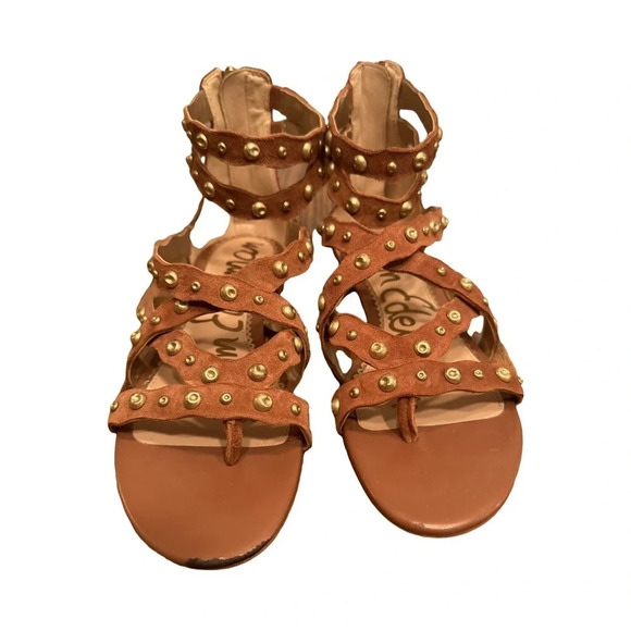 Sam Edelman Suede Gold Studded Daye Sandals Size 6.5 - Picture 1 of 6